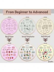 Beginner Embroidery Kit For Adults Kids, Learn To Embroider 37 Stitches And 13 Cute Patterns, Stitches Kit, Bead Embroidery Kit, Beginner Embroidery Practice - 針法練習-C - 查看 5