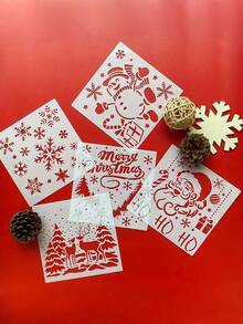 16-teiliges DIY Weihnachtsschablonen-Set, 5x5 Zoll wiederverwendbare Kunststoffschablone zum Malen auf Grußkarten und Dekorationen, festliche Zeichenschablone für Feiertags-Projekte