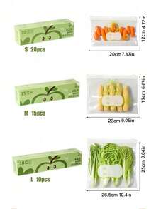 1 盒自封食品储存袋，厨房密封冰箱冷冻袋，厚自封保鲜袋，袋子图案随机 - 無色 - 查看 2