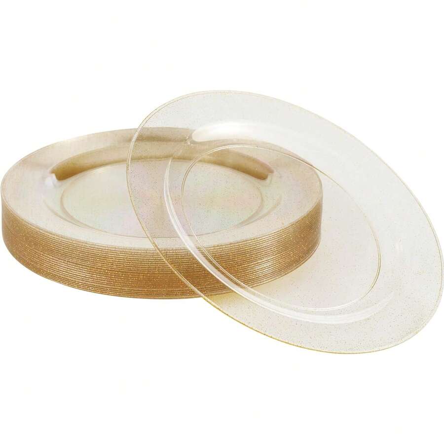 20pcs High-Quality Plates - Modern Urban Starry Sky Round Plates, Dinner Plates, Wedding Dessert & Appetizer Plates, Fancy Plates Suitable For Weddings, Parties, Restaurants, Gatherings - Flash Gold - View 1