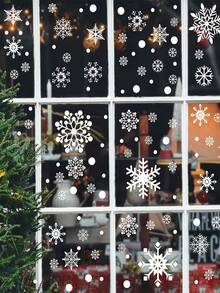 9 feuilles - Ensemble de décorations adhésives de flocons de neige de Noël, autocollants de fenêtre thème Noël blanc, autocollants de fenêtre de flocons de neige d'hiver pour fête, décorations de fenêtre de Noël, autocollants et décalcomanies de fenêtre d'hiver, décorations de Noël pour bureau et intérieur