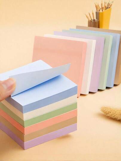 100pcs/Pack Muted Color Sticky Notes, Colorful Memo Pads, Student & Office Sticky Memo Pads, Self-Adhesive Notes Suitable For Office, Home And School Use