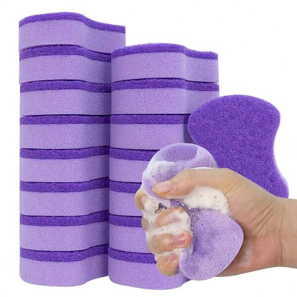 1/6/12/24PCS Purple Kitchen Cleaning Sponge Wipes, Durable And Deformable, Suitable For Restaurant, Hotel, Home Cleaning, Utensils, Cookware, Sink, Furniture Cleaning, Scouring Pad, Cleaning Cloth, Cleaning Tools, Reusable Cleaning Sponge Wipes