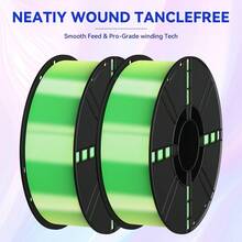 PLA Filament 1.75mm Bundle Silk Dual Color, 3D Printing PLA Filament 1.75mm Dimensional Accuracy +/- 0.02mm, 1KG*2 Spool (4.4 Lbs) - 紅金+黃綠 - 查看 4