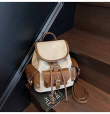 2025 New Fashion Backpack Outdoor Travel Texture Single Shoulder Crossbody Bag Solid Color Backpack Handheld - Black - View 6