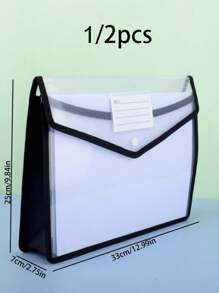 1pc Large Capacity Waterproof Document Bag, Thick Transparent Button Bag, Used For A4 Size Files, Students Books & Exam Paper Organizer,Back To School,School Supplies - Black - View 10