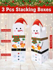 3 件套圣诞堆叠礼盒套装，圣诞场景可堆叠礼盒，带有圣诞老人、雪人、姜饼人、雪人、麋鹿、精灵图案，充满活力的冬季装饰，圣诞派对装饰，圣诞树装饰用品，家居圣诞饰品，圣诞装饰，装饰，冬季装饰，圣诞派对礼品， - 彩色 - 查看 18