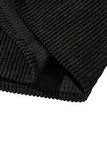 Men Long Sleeve Corduroy Old Money Shacket, Fall - Black - View 9