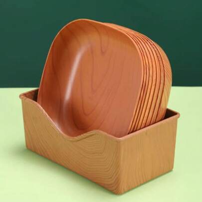 10/8/6/5/4/3/2 piezas Juego de platos cuadrados de madera natural, platos para frutas, platos de postre, platos para aperitivos, platos para frutas secas, adecuados para restaurante, sushi, desayuno, frutas secas (Tamaño del plato: 14,5 cm * 14,5 cm)