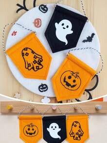 万圣节毛毡旗装饰，万圣节手工复古挂饰，秋季南瓜鬼魂毛毡装饰，庭院秋季户外横幅，适用于秋季感恩节、派对、万圣节、卧室、鬼屋、壁炉、墙壁、室内、室外、生日、家居悬挂装饰、秋季装饰