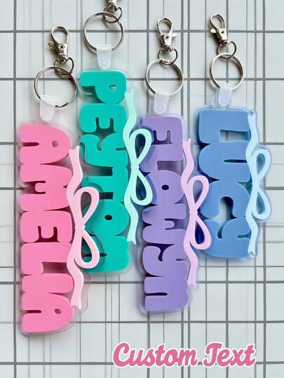 1pc Customized Backpack Tag With Cute Bow | Name Tag | School Label | Lunch Bag Tag | Women Backpack Label | Kids Keychain | Diaper Bag Tag