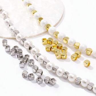 18K Gold Plated Brass Square Spacer Beads,2-6mm Square Arc Bead Spacers For Handmade Diy Jewelry Making, Semi-Finished Accessories Material