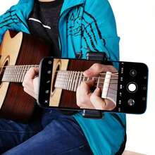 360° Rotatable Guitar Headstock Clamp Adjustable Angle Phone Holder, Multi-Functional Phone Stand Clip For Home Music Recording Guitar, Live Streaming Tripod Desk Music Stand Accessory - Black - View 5