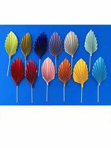 2 Phụ kiện trang trí bánh hình quạt giấy, Phụ kiện trang trí bánh hình lá cọ giả, Thích hợp cho trang trí bánh theo phong cách Bohemian, Trang trí bánh hình lá, Nhiều màu sắc, Thích hợp cho trang trí bánh sinh nhật, Tiệc rửa tội, Tiệc cưới, Nghỉ hưu và các loại trang trí bánh khác (Hồng, Đỏ, Vàng, Xanh lam hoàng gia, v.v.) - Nhiều màu - Xem 8