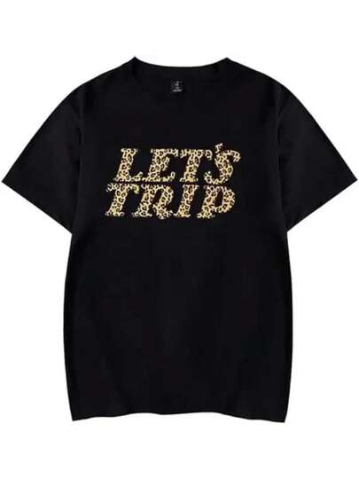 Camiseta de merchandising Lets Trip Sturniolo, camiseta de moda de guepardo de cuello redondo de manga corta para mujer, ropa de mujer Harajuku