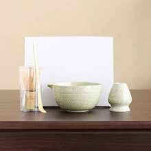 Juego de té Matcha de 5 piezas de cerámica, incluye herramientas de preparación de pasteles/Matcha, tazón de Matcha, batidor de Matcha, taza de Matcha, revolvedor, cuchara de té, juego de tazón de té, ideal para preparar postres y bebidas de té, caja de regalo con estilo japonés, juego de herramientas de batido de Matcha de la dinastía Song