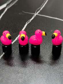 Juego de 2/4 tapas de válvula de neumático con diseño de flamenco - Fabricadas en aleación de aluminio y resina de colores, adecuadas para coches, bicicletas, camiones y motocicletas, regalo perfecto para las fiestas