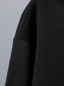 1pc Tween Boy Thermal Lined Thick Warm Sweatshirt, Young Student Clothing, Suitable For Kids Autumn/Winter Long Sleeve Top - Black - View 9