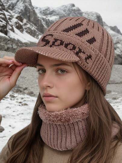 1/2pcs Winter Thickened Ear Warmer & Neck Gaiter Set, Casual & Cute, Cold-Proof Winter Warm