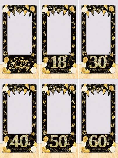 1 pezzo Cornice per foto di sfondo per decorazione di festa di compleanno, adatta per feste di compleanno di 18/30/40/50/60 anni, decorazione appesa per foto, striscione di buon compleanno, accessori per decorazione di festa di compleanno, sfondo per cabina fotografica di compleanno, decorazione per festa di compleanno, decorazione per la casa, regalo di compleanno, striscione per foto di compleanno