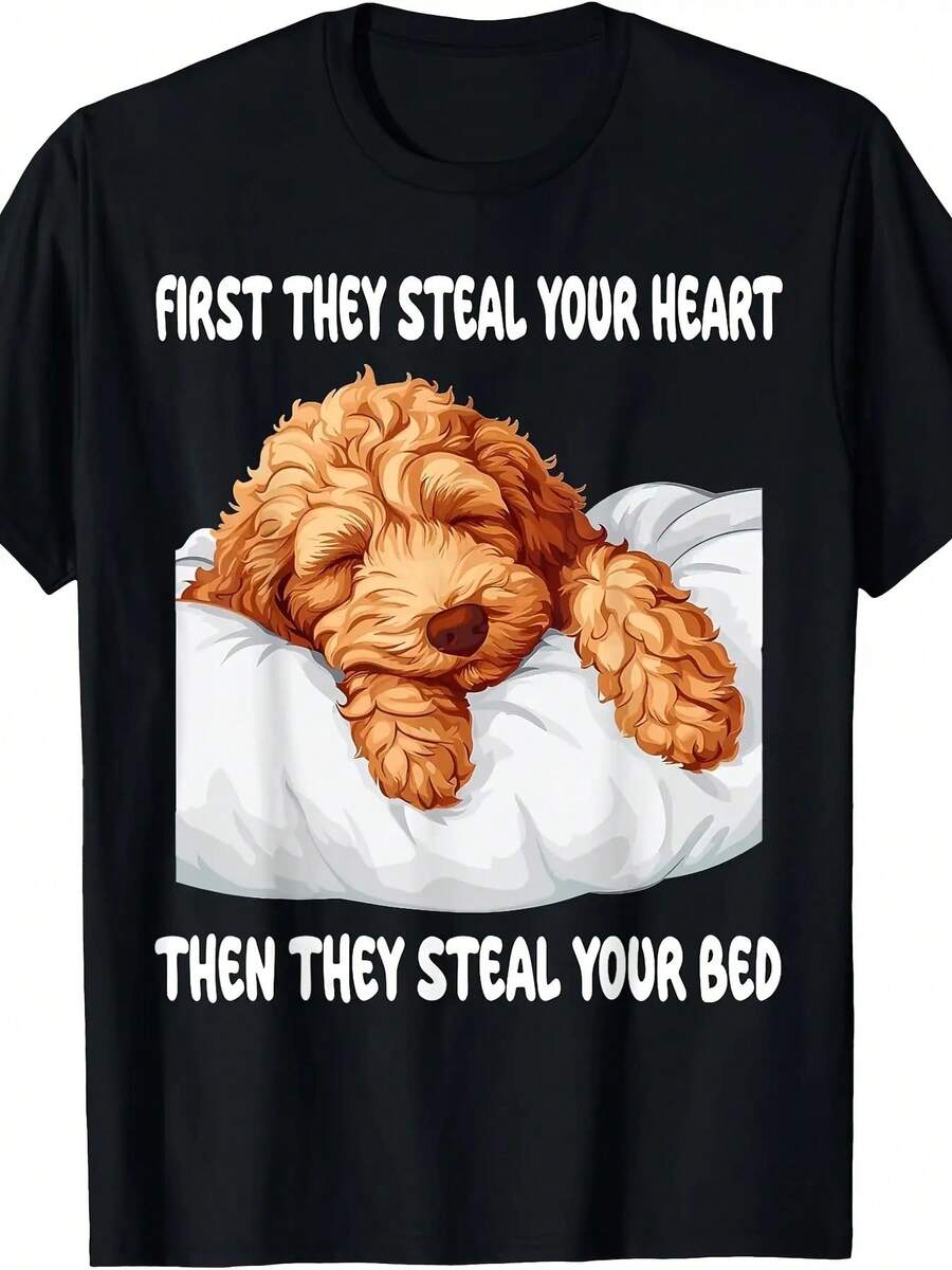 Pijama de dormir Goldendoodle, camisón, camiseta - 100% algodón - 220g - Negro - Ver 1