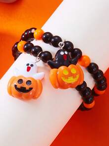 万圣节串珠手链，跨境热销可爱鬼南瓜吊坠手链套装，万圣节