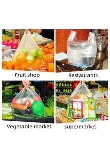 50 个/100 个可重复使用的塑料购物袋 - 适用于杂货、T 恤等 - 非常适合商店、商场和家庭使用，随机图案和文字，方便袋、购物袋、手提袋、储物袋、派对用品、返校，一些印刷或标记不影响使用