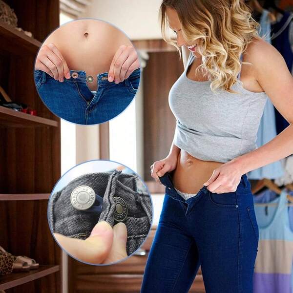 Extensor de botão para calças, 6 peças, extensor de cintura para calças, conjunto de extensor de botão para calças, extensor de botão para cintura de jeans, extensor de botão para saias jeans, presentes para gestantes, presentes para esposas, necessidades diárias, presentes de Natal