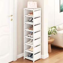 可调节 4/6/8 层金属鞋架 - 免工具组装节省空间的鞋子收纳架，适用于入口、宿舍和壁橱 | 坚固的多层运动鞋收纳架，适合男士/女士 | 白色/黑色纤薄现代设计 - 可容纳 12-24 双鞋子 | 防滑防锈 - 非常适合公寓和小空间！ - 彩色 - 查看 2