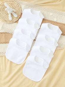 Benxoine 8pcs/Pack Solid Color Baby Bibs, With Adjustable Buttons, DIY Customizable For Coloring Or Embroidery, Create Unique & Beautiful Bibs For Your Baby - Multicolor - View 4