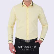 Men's Slim Fit Dress Shirt - Anti-Wrinkle, Anti-Wrinkle And Breathable Elegant Collar | Soft Touch | Machine Washable Comfortable For Work And Events - 黃色的 - 查看 5