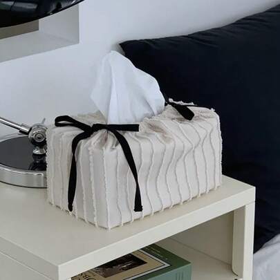 Nueva caja de pañuelos con borlas brillantes, soporte decorativo de tela para pañuelos de papel para la sala de estar, la cocina, tamaño pequeño