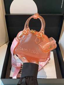 2个/套透明果冻可调节单肩包，适合旅行、上学、工作、办公、斜挎。