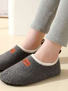 Dép giữ ấm chân đế cao su mềm Unisex, thích hợp cho cả đi trong nhà và ngoài trời - Xám - Xem 3