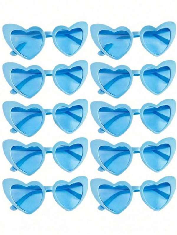 10pcs Cute Heart-Shaped Decorative Fashion Glasses, Suitable For Men And Women, Applicable For Weddings, Parties, Balls, White, Heart-Shaped Glasses, Fashionable Frameless Heart-Shaped Glasses, Fun Heart-Shaped Glasses As Party Favors, Merry Christmas And Happy Halloween (Slight Scratches During Transportation, But Does Not Affect Use)