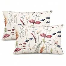 2 件装春季亚麻枕套，水彩蓝绿野花装饰农舍风格枕套，季节性家居沙发装饰，单面印花，不含枕芯（16 英寸 x 16 英寸，18 英寸 x 18 英寸，20 英寸 x 20 英寸） - 藍色綠色 - 查看 5