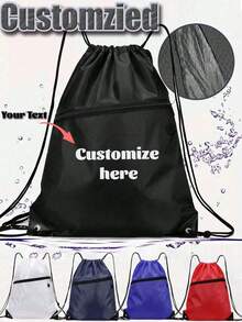Personalized Initial & Name Drawstring Backpack, Sports Bag, Swimming Bag, Gym Bag, After School Club Bag Multi-Functional, Ornamental Exquisite, Stylish, Modern, Colorful, Contracted, Casual Custom, Unique, Gift, Personalized Gifts, Cute Baby Ideal Gifts For Him Family, Friends, Daughter, Son, Her For Birthdays - Multicolor - View 2