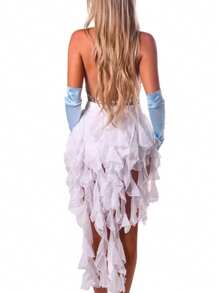 1 Piece Women S Belly Dance Hip Scarf Belt Skirt With Lace Up Tassel Hem Wave Skirt P