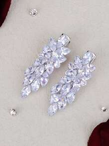 2pcs Crystal Zirconia Floral Design Hair Clips - Silver - View 4