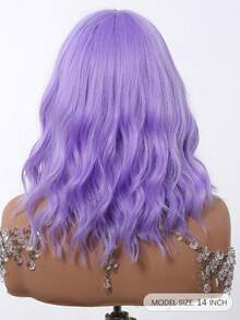 优雅时尚女士假发，14英寸紫色耐热合成假发，节日旅行、派对、角色扮演演员假发，日常音乐节、万圣节必备假发 - 紫色 - 查看 6