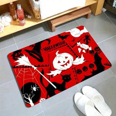 1 pezzo Zerbino con motivo di zucca bianca e fantasma di Ognissanti, adatto come tappetino per ingresso, tappetino piccolo, zerbino di benvenuto, tappeto, tappetino per pavimento, zerbino da esterno, tappeto da cucina, decorazione per la casa, zerbino per porta d'ingresso, piccolo tappeto da zona, tappetino da esterno, decorazione per la casa, tappeto da giardino, tappeto lavabile