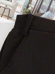 Pantalones casuales de unicolor para niños con cintura elástica, decoración de botones falsos y bolsillos, para primavera/otoño