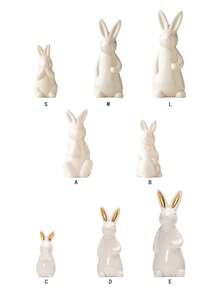 1pc White Ceramic Rabbit Figurine, Suitable For Desk, Home Decor, Office, Bookshelf, TV Stand, Available In Multiple Sizes - White - View 11