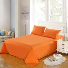Sábana de microfibra cepillada suave, ropa de cama de primera calidad, transpirable, hipoalergénica, para cama individual, matrimonial, matrimonial, queen y king, tamaño 90 cm, 105 cm, 135 cm, 150 cm, 180 cm (sin funda de almohada) - Naranja - Ver 2