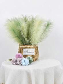 10支装 - 绿色芦苇草装饰，人造芦苇草花束，仿真芦苇花，家居客厅卧室花瓶装饰（绿色），家居装饰，圣诞装饰，房间装饰，圣诞节 - 彩色 - 查看 6