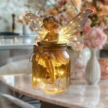 1 件波西米亚风格亚克力罐，带有仙女设计 - 富有想象力的梅森罐设计，非常适合情人节和复活节装饰，无需电池，是情侣、家居和花园装饰的完美礼物 - 彩色 - 查看 2