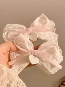 4 peças/2 peças Conjunto de Presilhas de Cabelo com Laço Branco de Renda Branca, Presilha Lateral Lolita, Presilha de Jacaré, Acessórios de Cabelo, Presilhas de Garra, Presilhas de Cabelo, Grampos de Cabelo, Barretes de Cabelo, Presilha de Bico de Pato, Presilhas para Cabelo, Moda de Outono