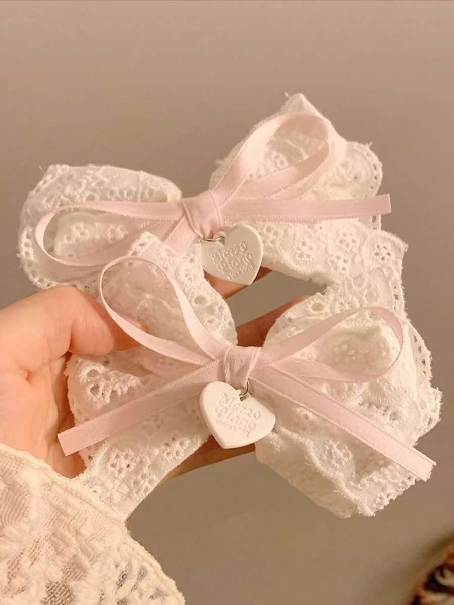 4 peças/2 peças Conjunto de Presilhas de Cabelo com Laço Branco de Renda Branca, Presilha Lateral Lolita, Presilha de Jacaré, Acessórios de Cabelo, Presilhas de Garra, Presilhas de Cabelo, Grampos de Cabelo, Barretes de Cabelo, Presilha de Bico de Pato, Presilhas para Cabelo, Moda de Outono