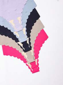 5 piezas de bragas sin costuras y sedosas con diseño de concha para mujeres, tangas de cintura baja delgadas y sexys, de secado rápido