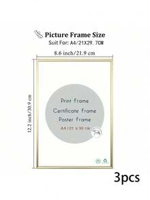 2/3pcs 12x16in/30x40cm Gold Aluminum Alloy Photo Frames, A3/A4 Modern Home Decor Art Frames, Minimalist Stylish Gold Aluminum Alloy Decorative Frames - Gold - View 14